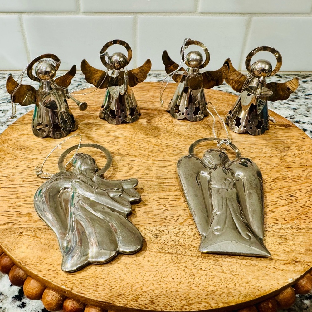 Vintage Silver‎ Angel Ornaments Set